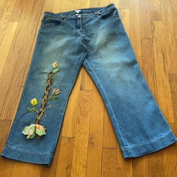 Cache embroidered floral animal Capri denim jeans - Picture 7 of 7